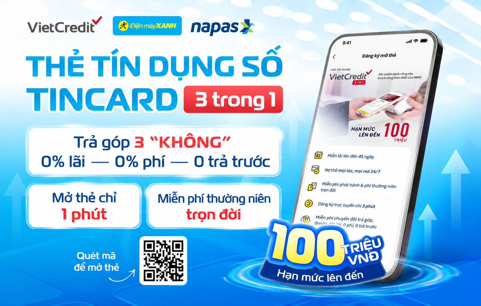 Thẻ tín dụng nội địa TinCard 3 trong 1: Thẻ tín dụng số thế hệ mới, mở thẻ chỉ trong 1 phút
